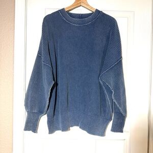 Aerie American Eagle Oversized Beyond Chenille Women’s Ribbed Crewneck Sweater S